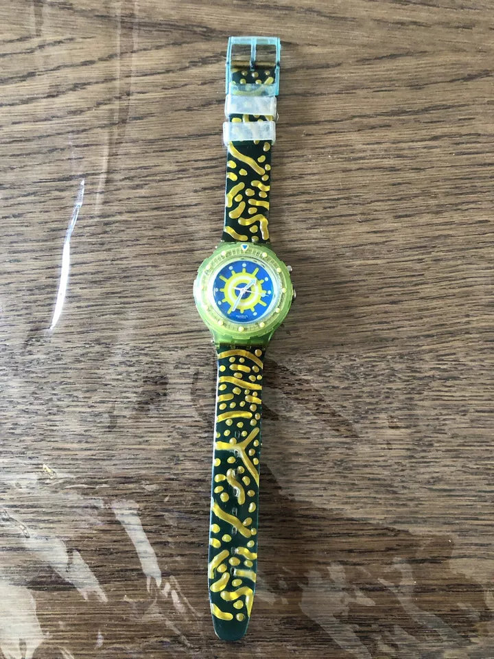 Orologio Da Polso Swatch Scuba 200 Loomi Nos Reef SDL900 Anno 1997 Con Custodia Per Ricambi