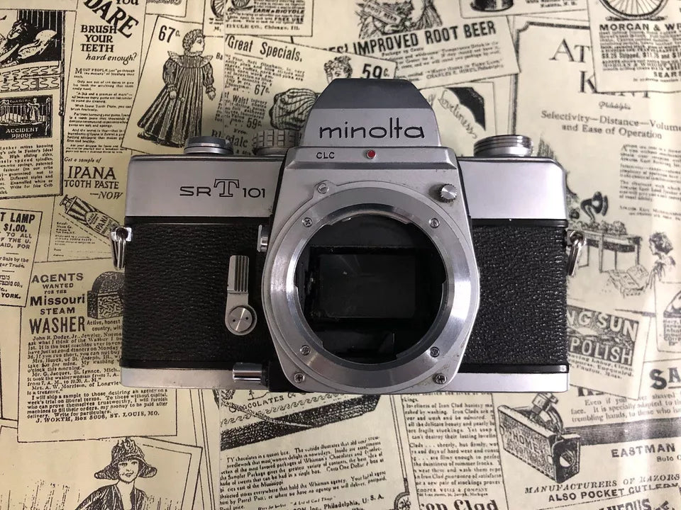 Fotocamera Analogica Minolta SR T 101 Vintage Anni 60 Reflex Corpo E Manuale Uso