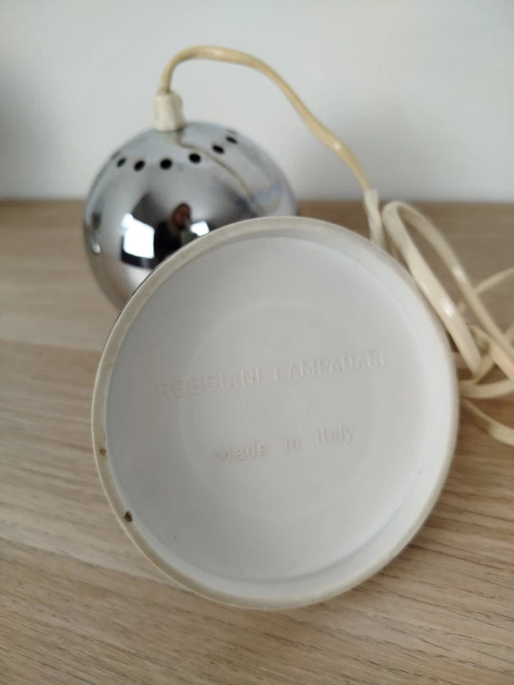 Coppia Di Lampade Abat-Jour Goffredo Reggiani Vintage Space Age Cromate Epoca 60