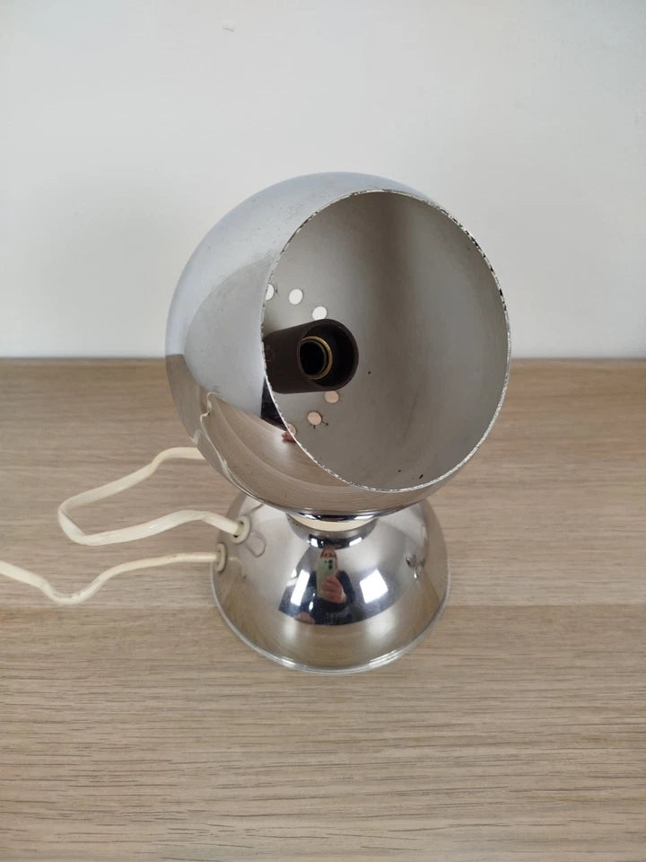 Coppia Di Lampade Abat-Jour Goffredo Reggiani Vintage Space Age Cromate Epoca 60