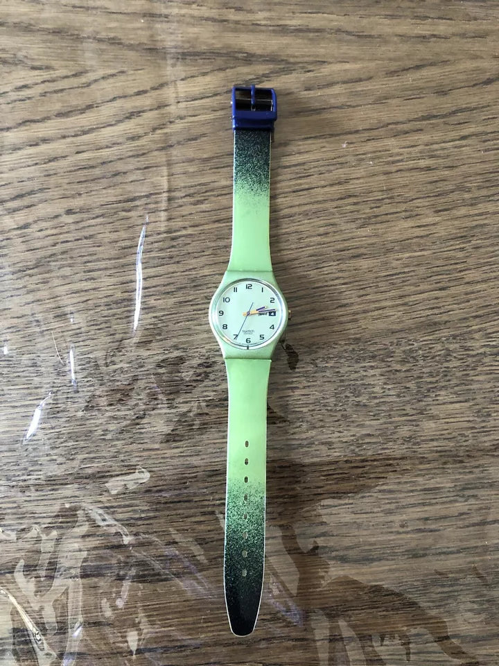 Orologio Da Polso Swatch Gent Pavo Real GG706 Anno 1997 Vintage Da Uomo Verde