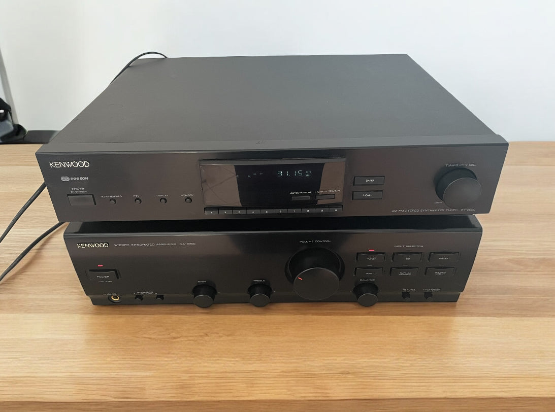 Amplificatore E Tuner Kenwood KA-1060 KT-2080 Stereo Hifi Vintage Nero Anni 90
