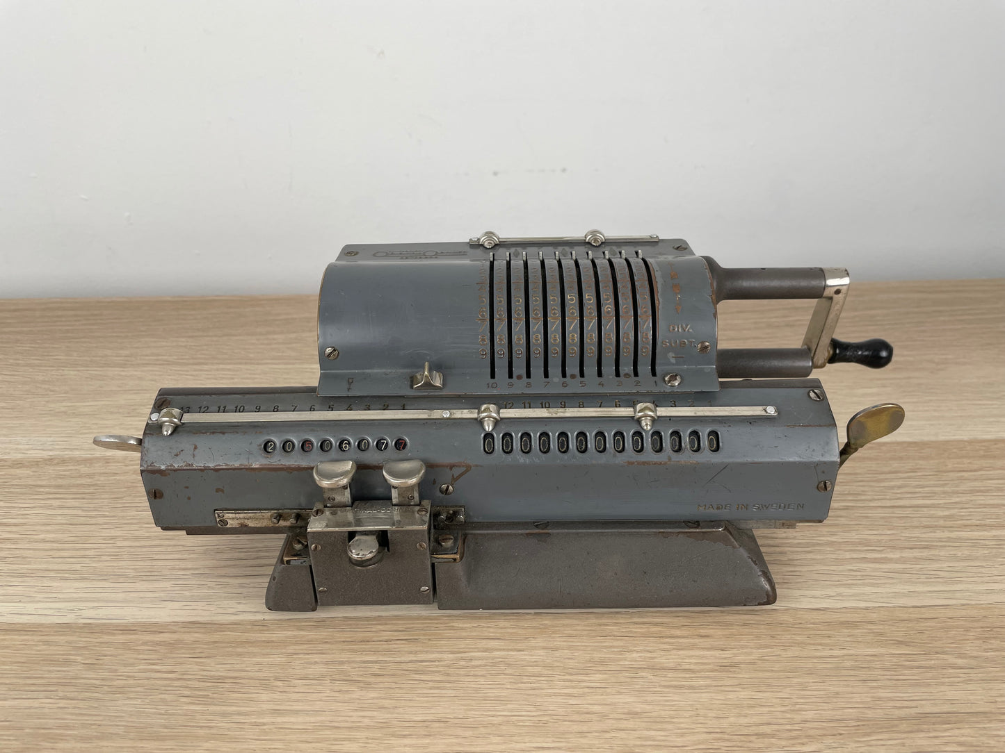 Antica E Rara Calcolatrice Manuale Original Odhner Made In Sweden Vintage Epoca