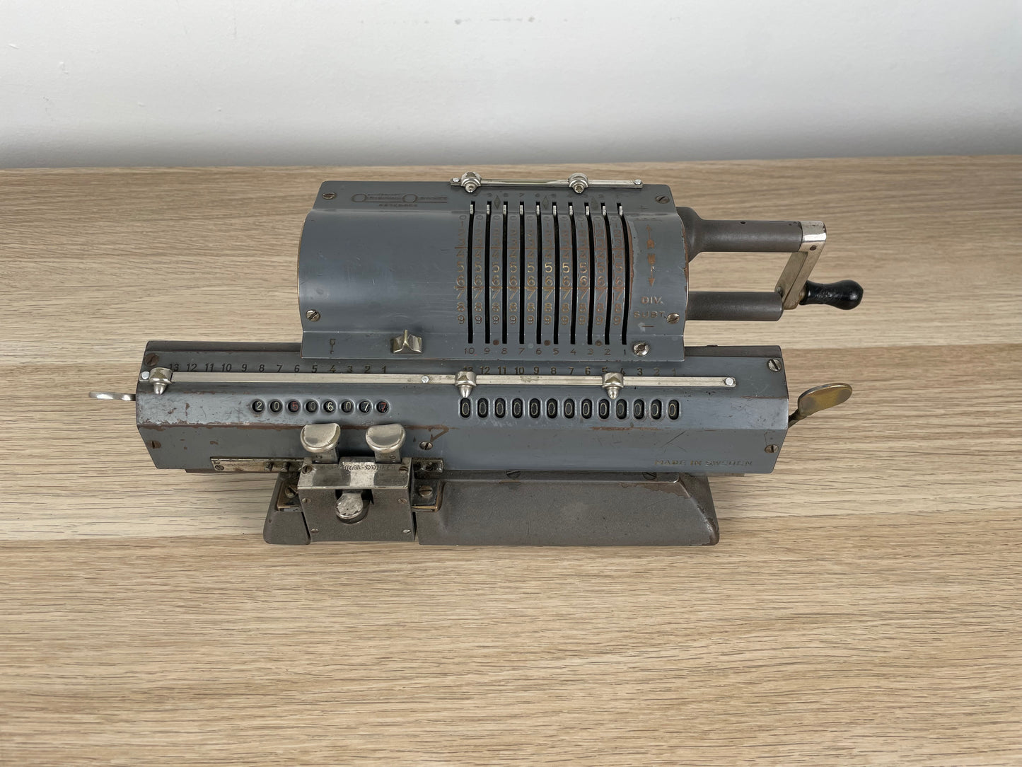 Antica E Rara Calcolatrice Manuale Original Odhner Made In Sweden Vintage Epoca