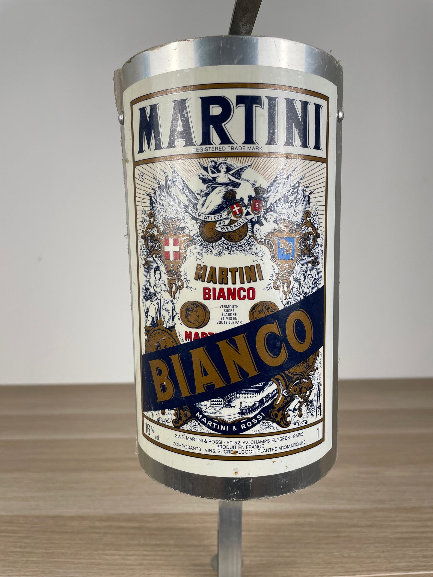 Dispenser Per Bottiglie Martini Bianco Vintage Epoca Con Morsetto Francia Parigi