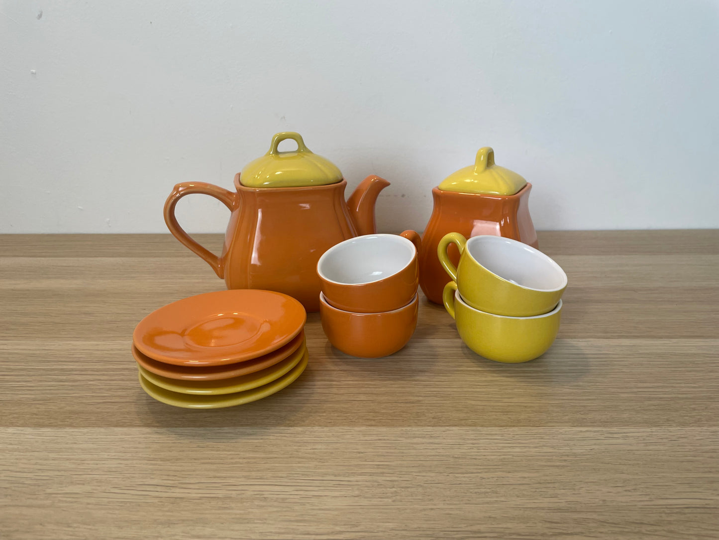 Servizio The Caffè Naj Oleari Teiera Piattini Tazzine Zuccheriera Vintage Giallo
