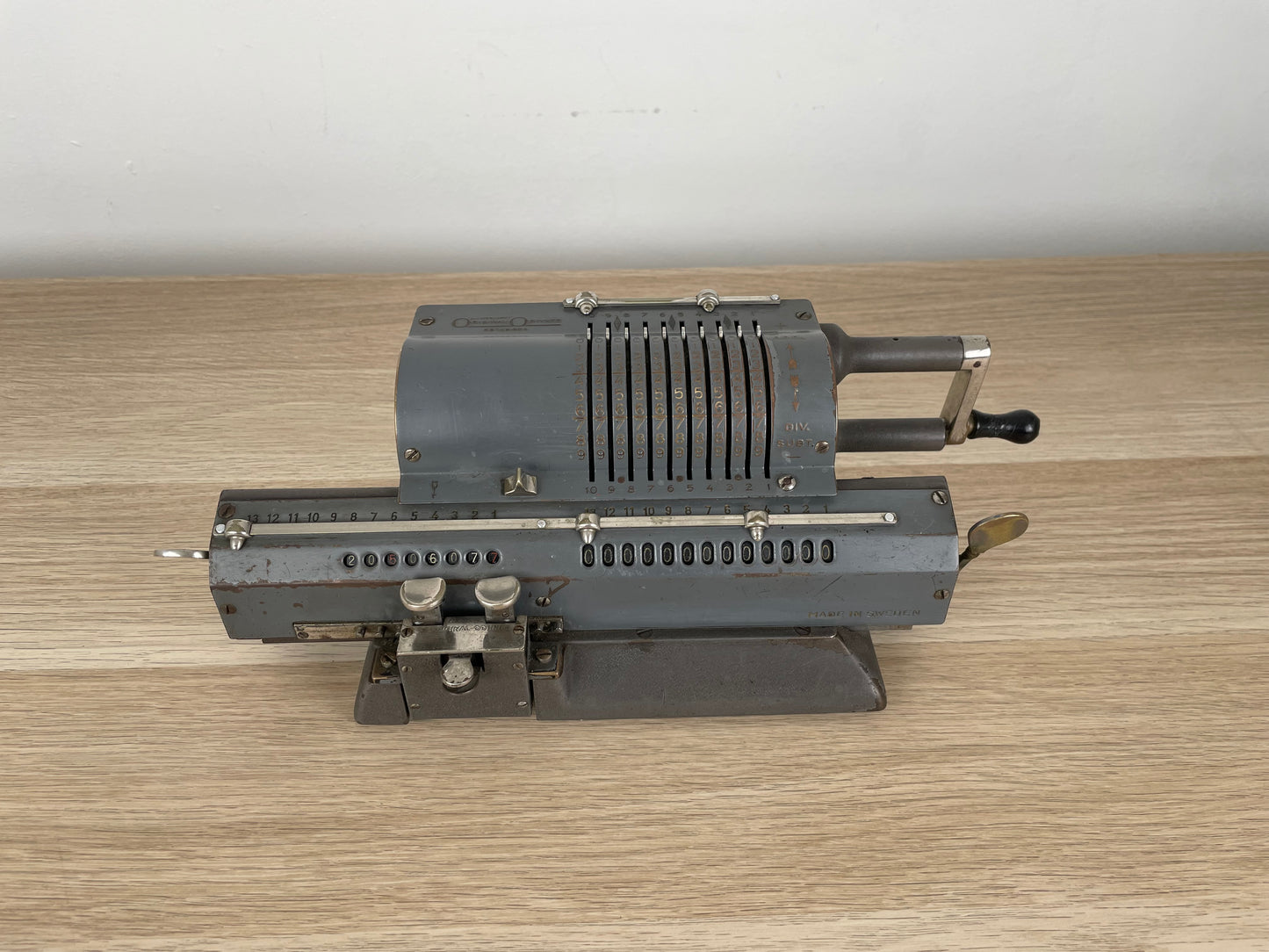 Antica E Rara Calcolatrice Manuale Original Odhner Made In Sweden Vintage Epoca