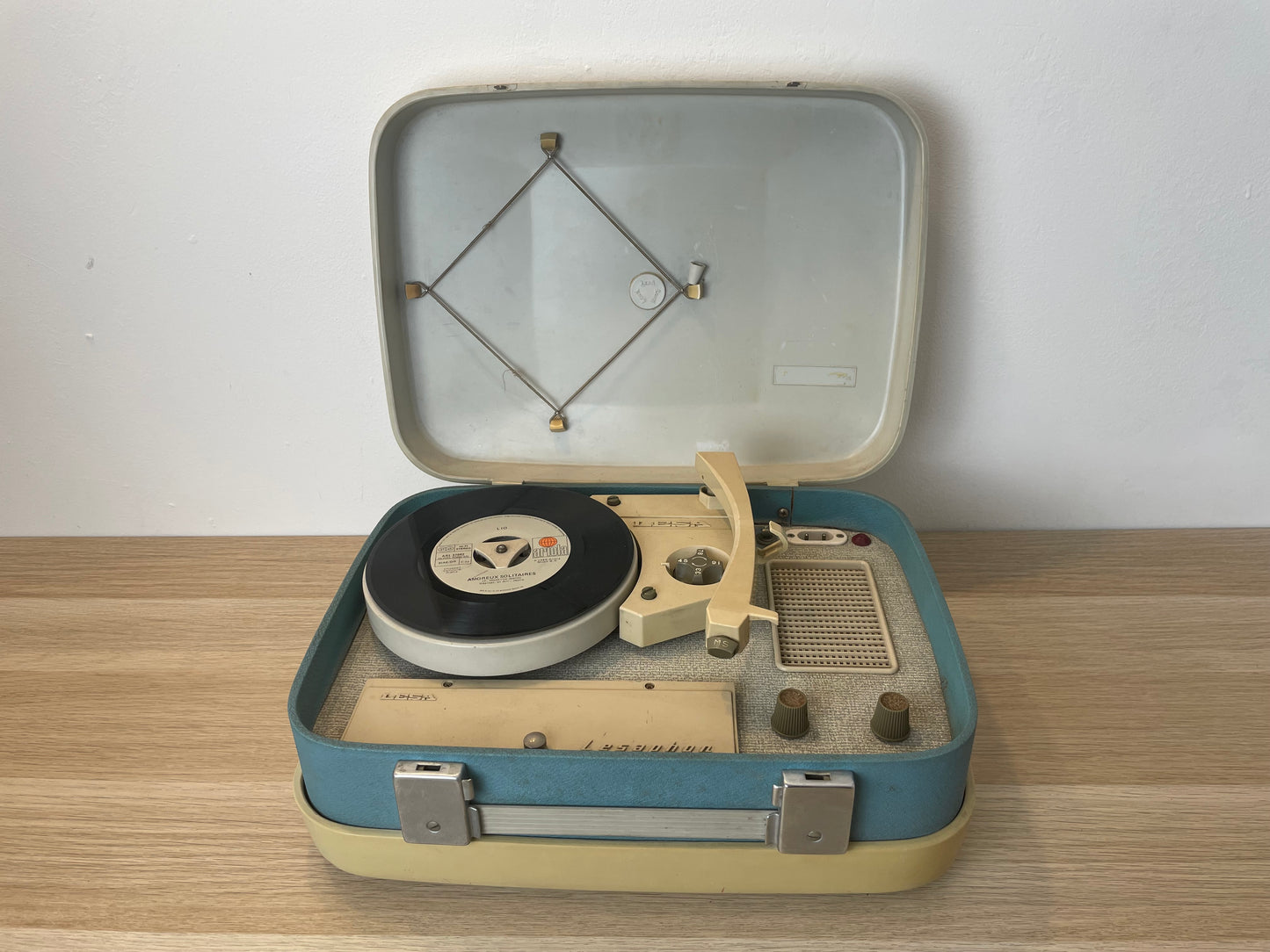 Fonovaligia Lesa LF 470 Vintage Epoca Anni 60 Per Pezzi Di Ricambio Grigia E Blu