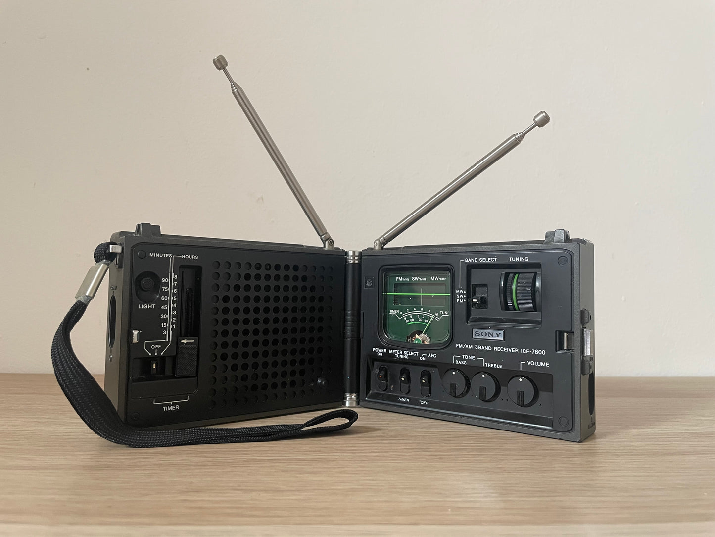 Radio Portatile Sony ICF 7800 Am Fm Vintage Anni 70 Made In Japan Nero Antenna