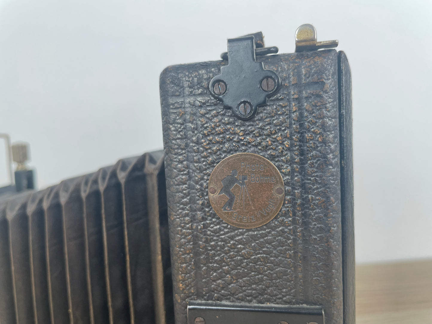 Antica Fotocamera A Soffietto Obiettivo Compur Macchina Fotografica Epoca Nero
