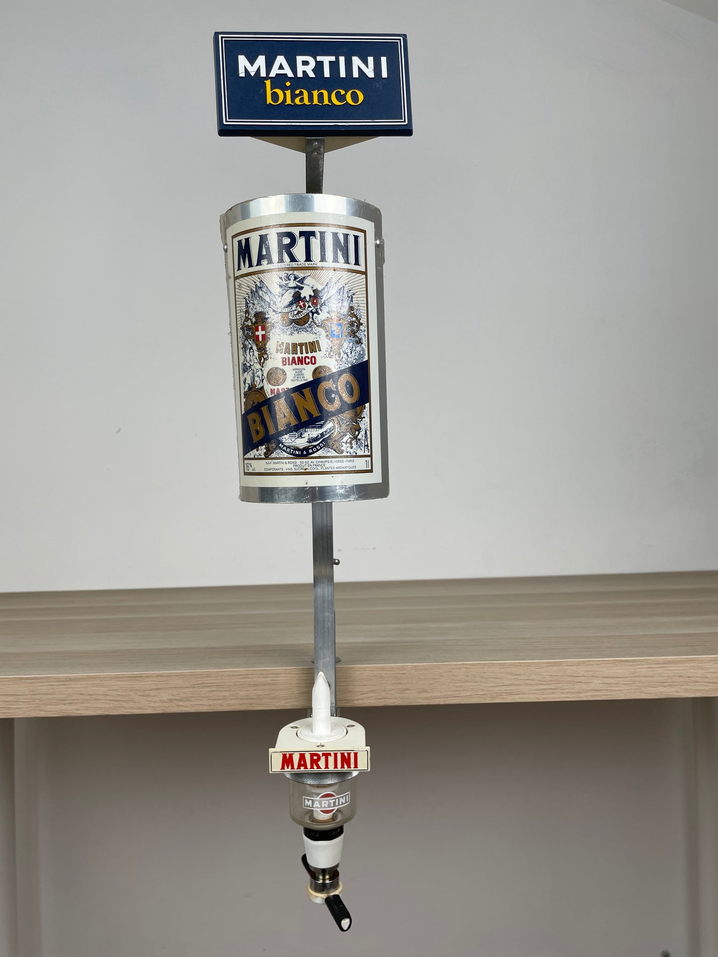 Dispenser Per Bottiglie Martini Bianco Vintage Epoca Con Morsetto Francia Parigi