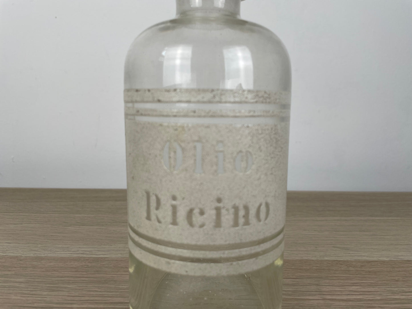 Antico Barattolo Flacone Da Farmacia Olio Di Ricino Bottiglia Vetro Inizi 900