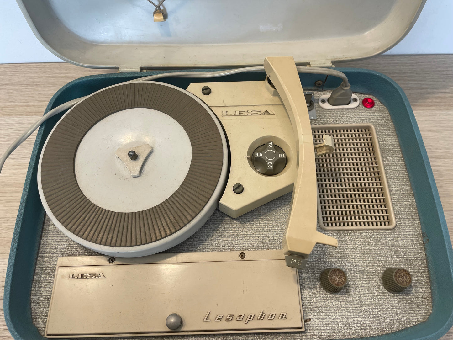 Fonovaligia Lesa LF 470 Vintage Epoca Anni 60 Per Pezzi Di Ricambio Grigia E Blu