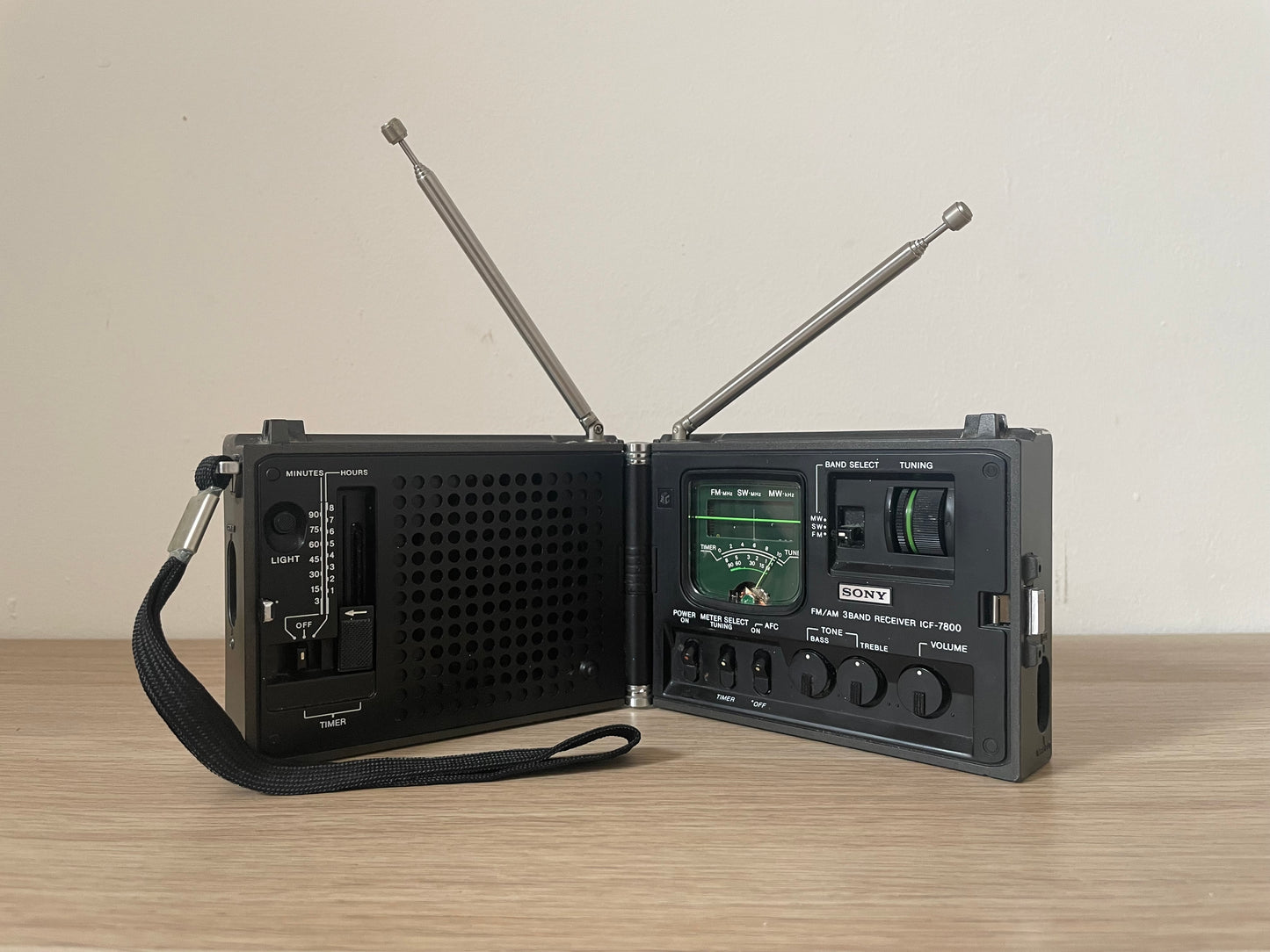 Radio Portatile Sony ICF 7800 Am Fm Vintage Anni 70 Made In Japan Nero Antenna