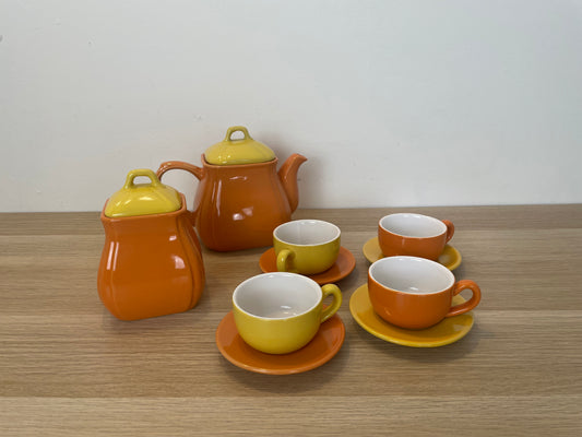 Servizio The Caffè Naj Oleari Teiera Piattini Tazzine Zuccheriera Vintage Giallo