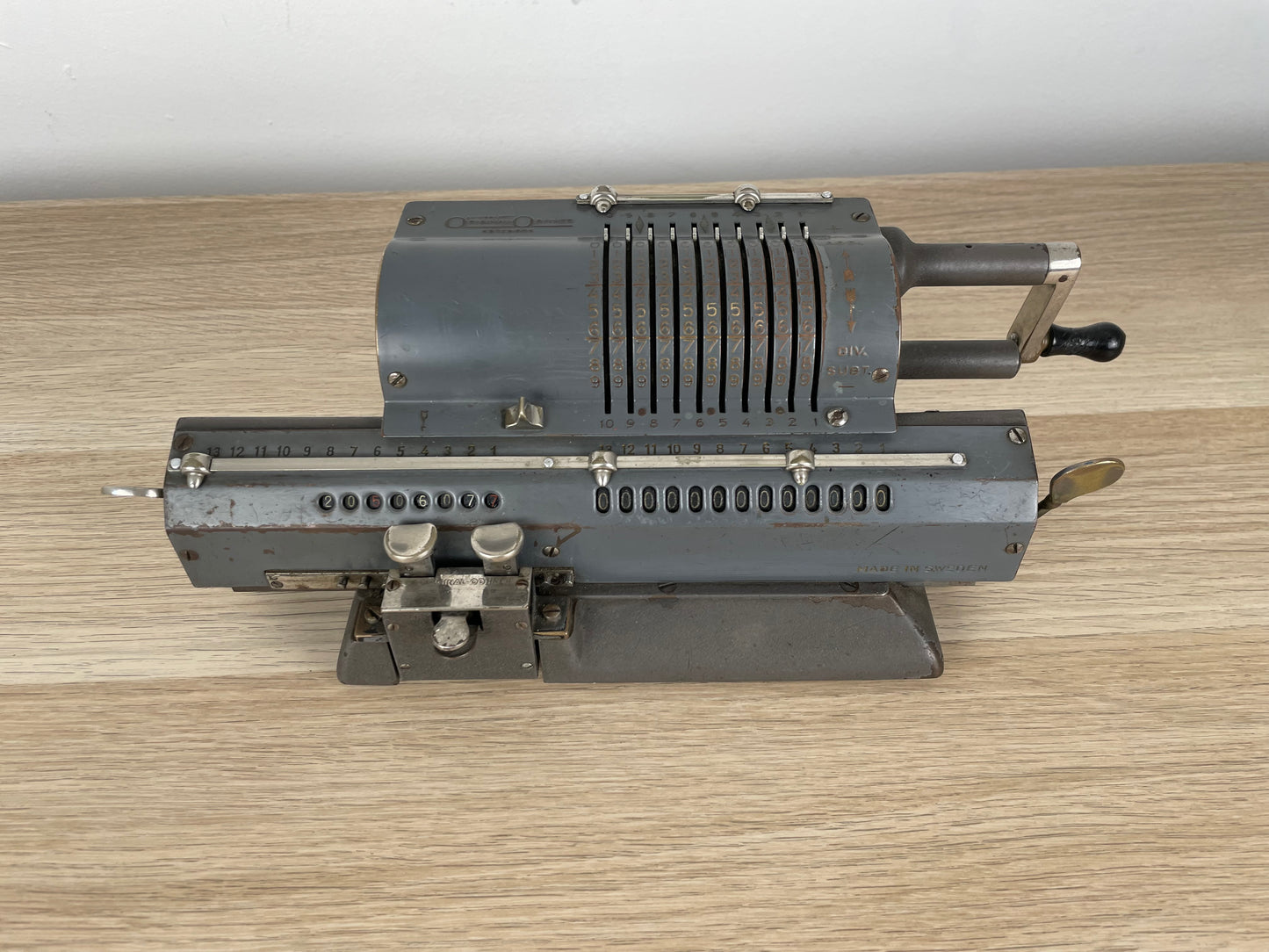 Antica E Rara Calcolatrice Manuale Original Odhner Made In Sweden Vintage Epoca
