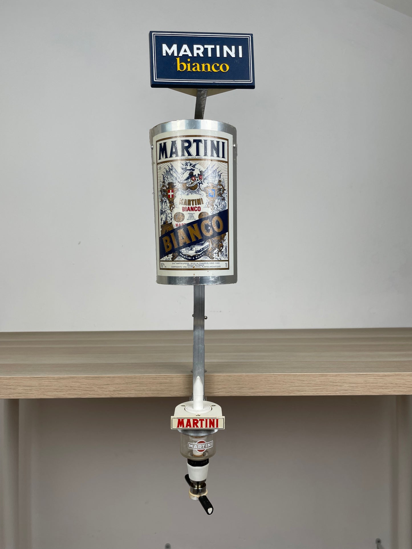 Dispenser Per Bottiglie Martini Bianco Vintage Epoca Con Morsetto Francia Parigi