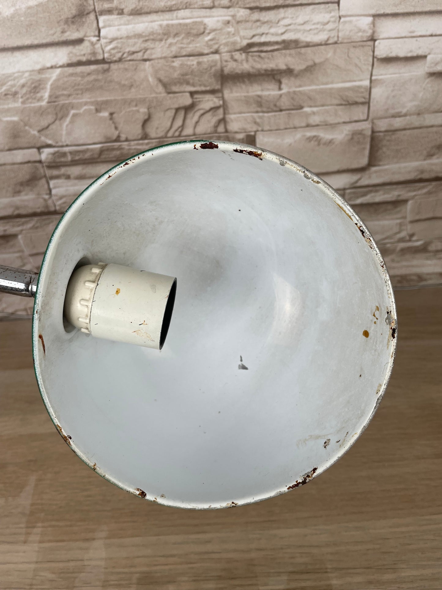 Lampada Vintage Da Tavolo Snodabile Anni 70 Industriale Verde Con Morsetto