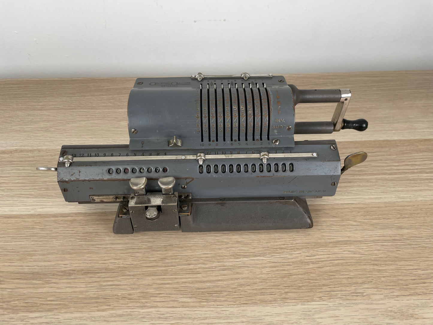 Antica E Rara Calcolatrice Manuale Original Odhner Made In Sweden Vintage Epoca