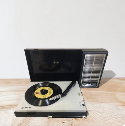 Giradischi Portatile Fonovaligia Philips 22GF 110/02X Vintage Epoca Anni 70 Nero
