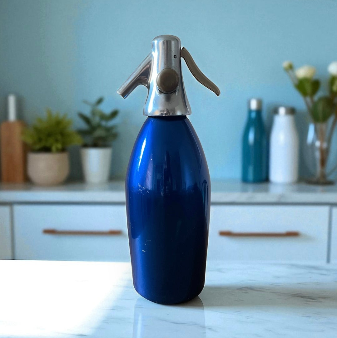 Sifone per Seltz Autoseltz SACCAB Vintage Blu Design Sergio Asti Alluminio