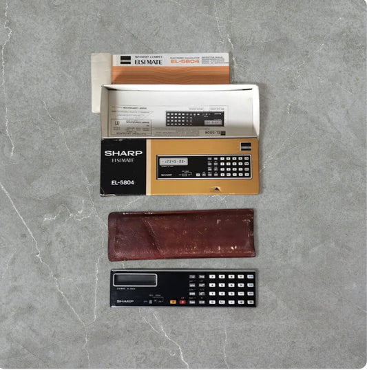 Calcolatrice Sharp Elsimate EL-5804 Vintage Con Custodia E Scatola Originale