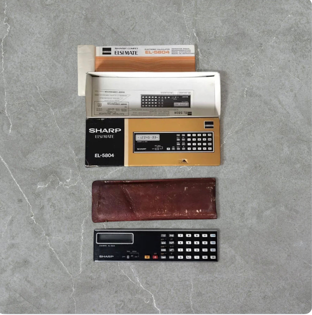 Calcolatrice Sharp Elsimate EL-5804 Vintage Con Custodia E Scatola Originale