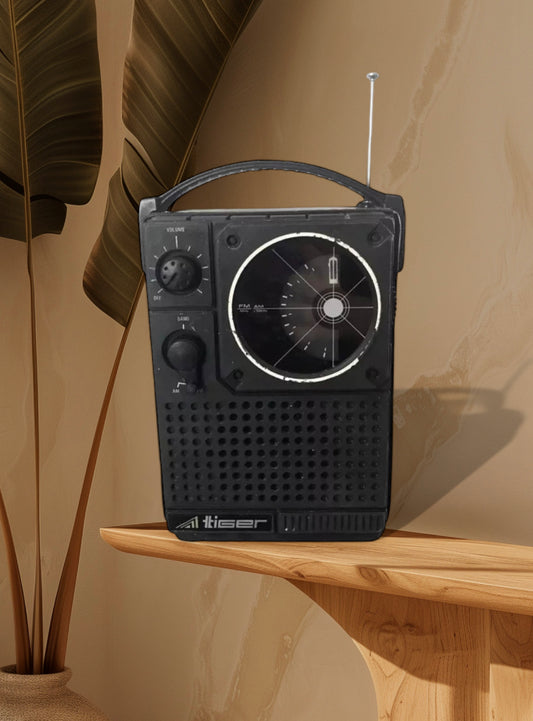 Radio Portatile Vintage Tiger 112 SG-1264A Am Fm Epoca Anni 70 Con Custodia Nera