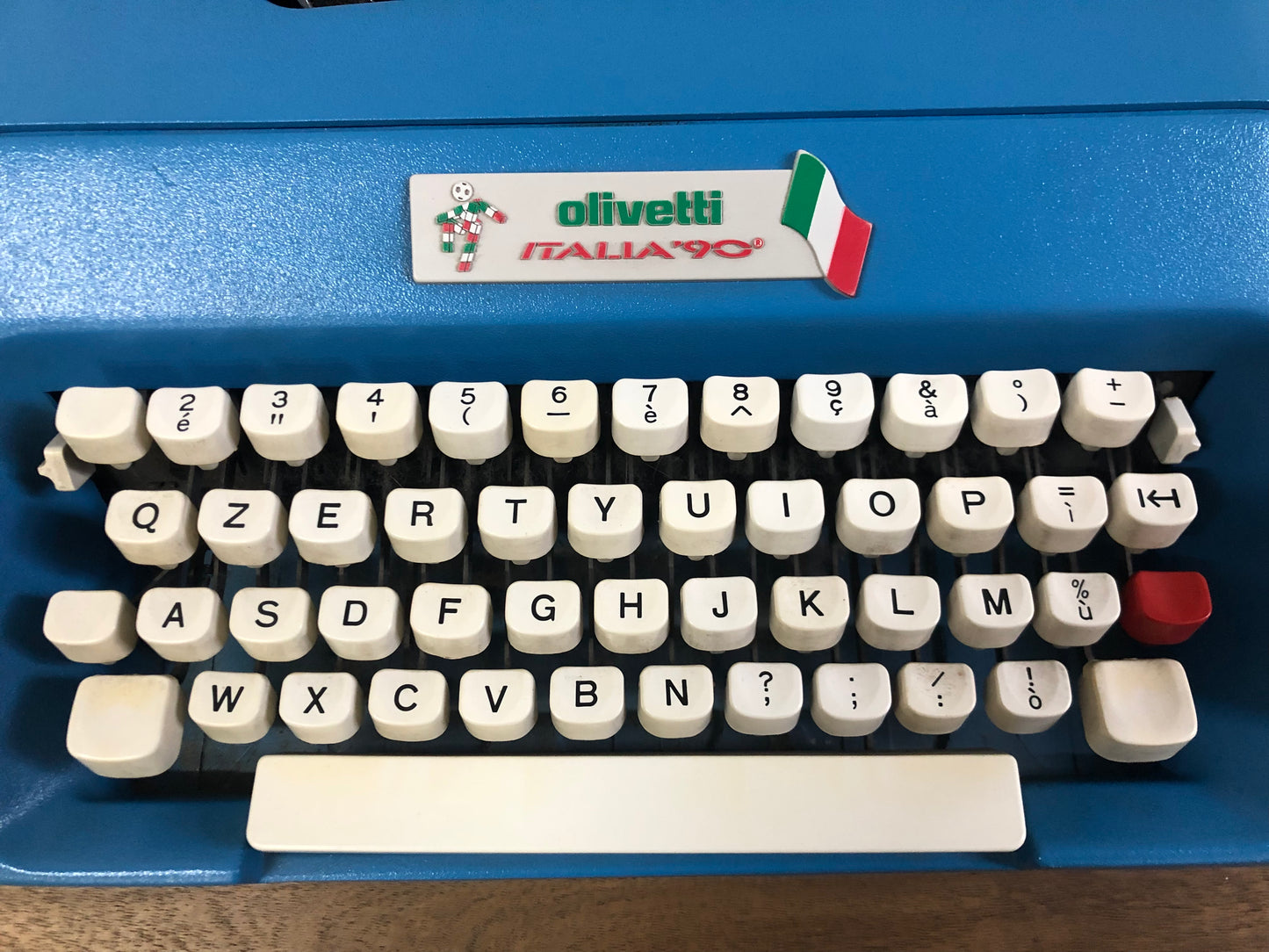 Macchina Da Scrivere Olivetti Lettera 35 Edizione Italia 90 Azzurri E Custodia