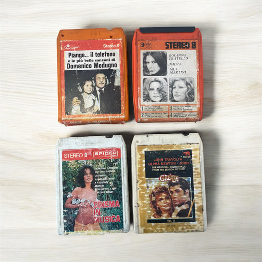 Lotto 4 Cassette Stereo 8 Modugno Grease Rosanna Fratello Cinema Sound Track Vari