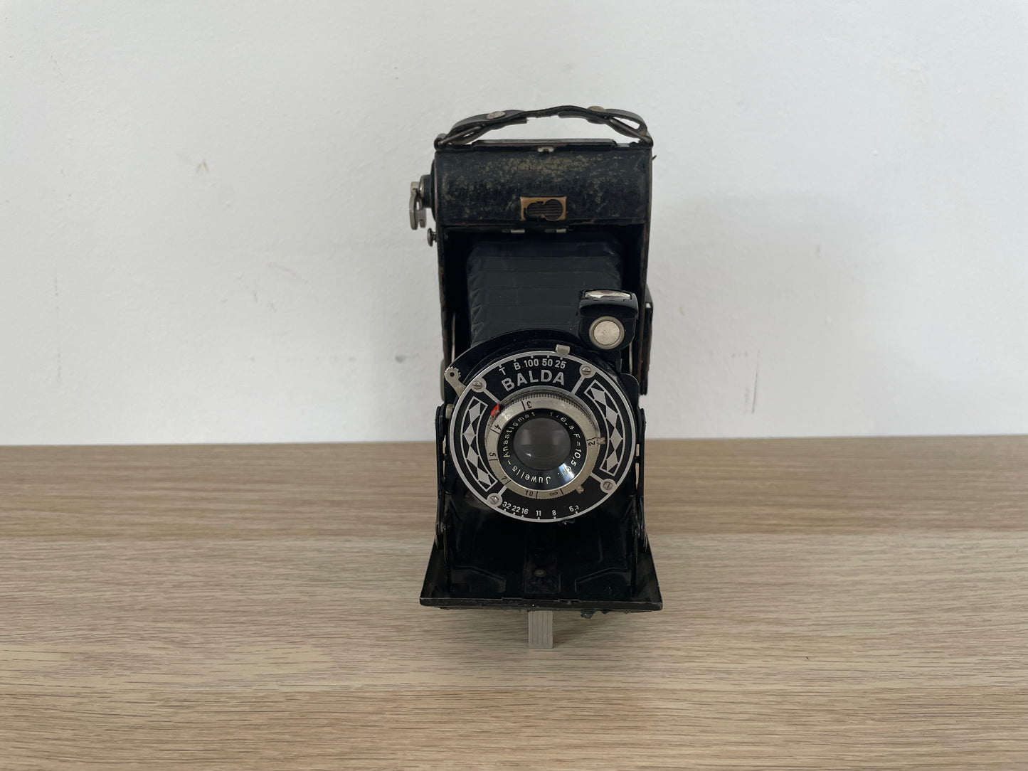 Antica Fotocamera A Soffietto Balda 6x9 Epoca Vintage Nera Con Custodia