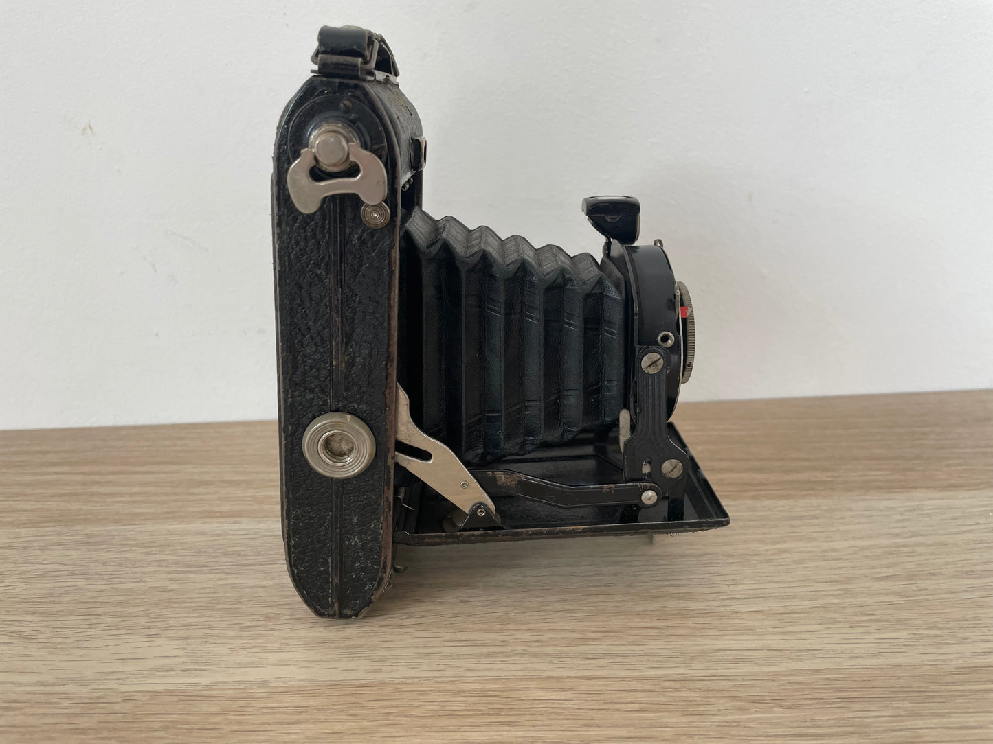 Antica Fotocamera A Soffietto Balda 6x9 Epoca Vintage Nera Con Custodia