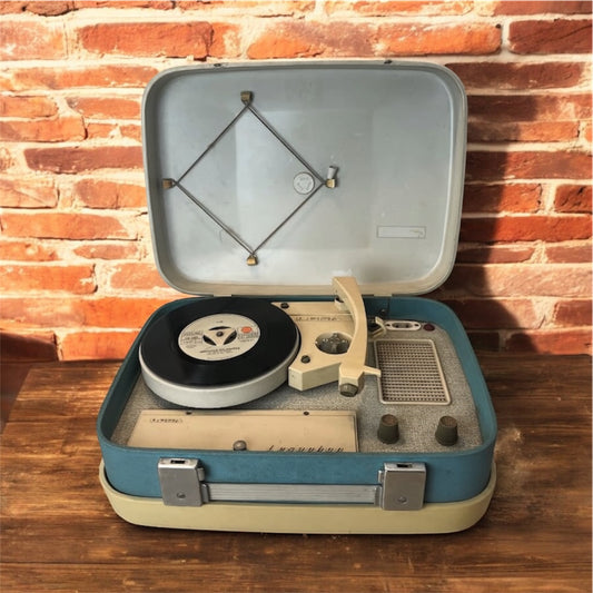 Fonovaligia Lesa LF 470 Vintage Epoca Anni 60 Per Pezzi Di Ricambio Grigia E Blu