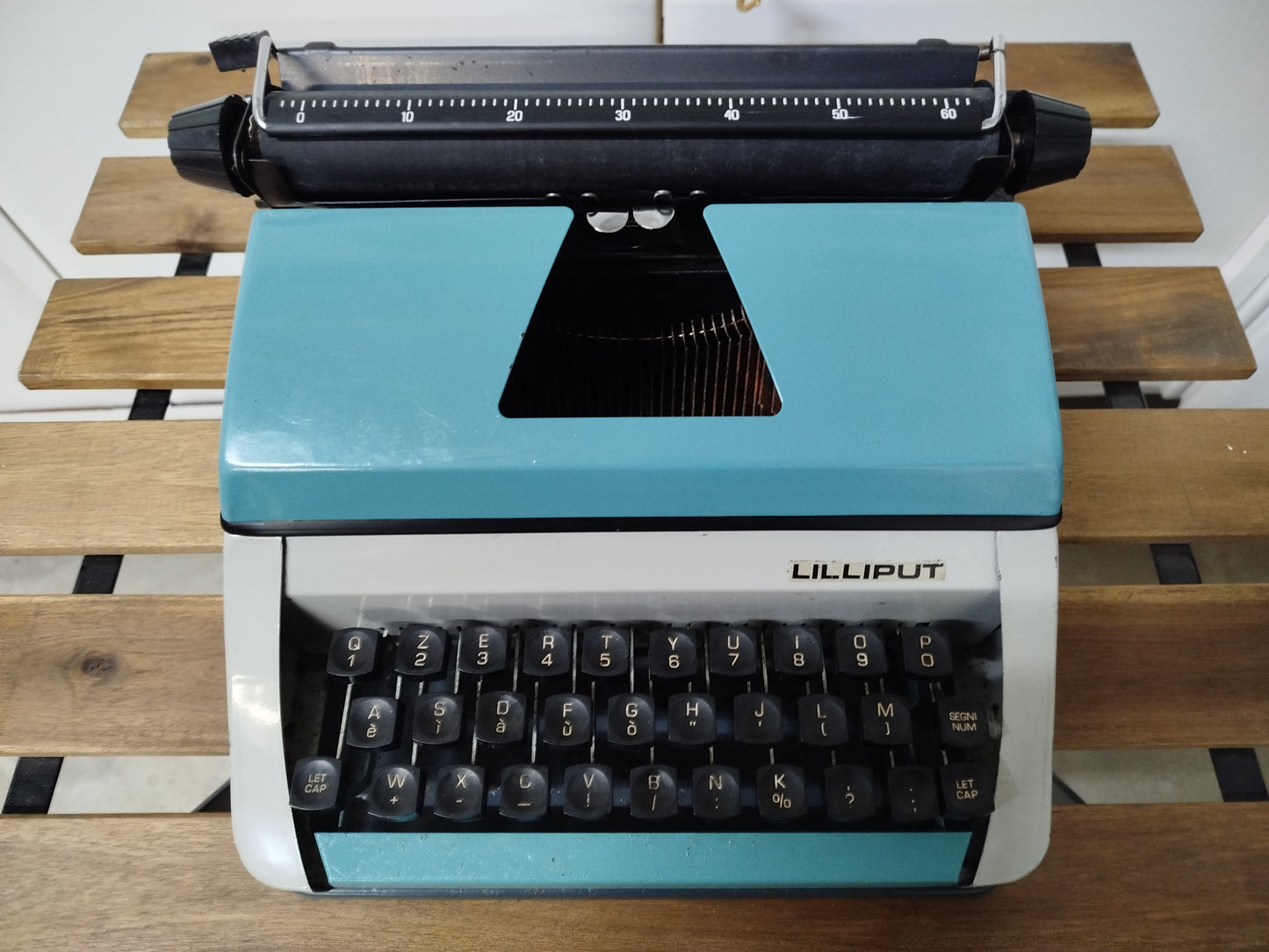 Macchina Da Scrivere Giocattolo Vintage Lilliput Epoca Anni 70 Azzurra E Grigia