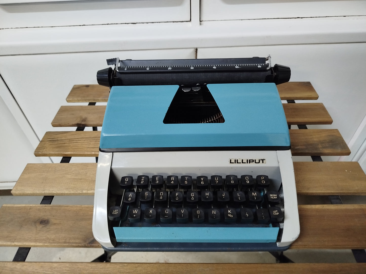 Macchina Da Scrivere Giocattolo Vintage Lilliput Epoca Anni 70 Azzurra E Grigia