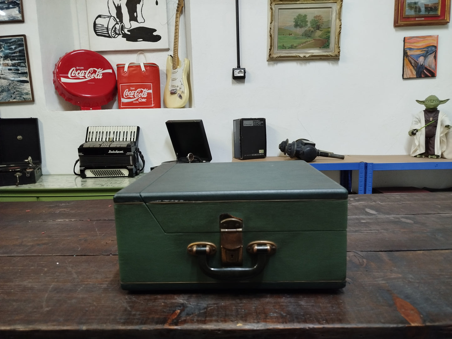 Fonovaligia Giradischi Lesa Vintage Antica Epoca Anni 60 Colore Verde Funzionante