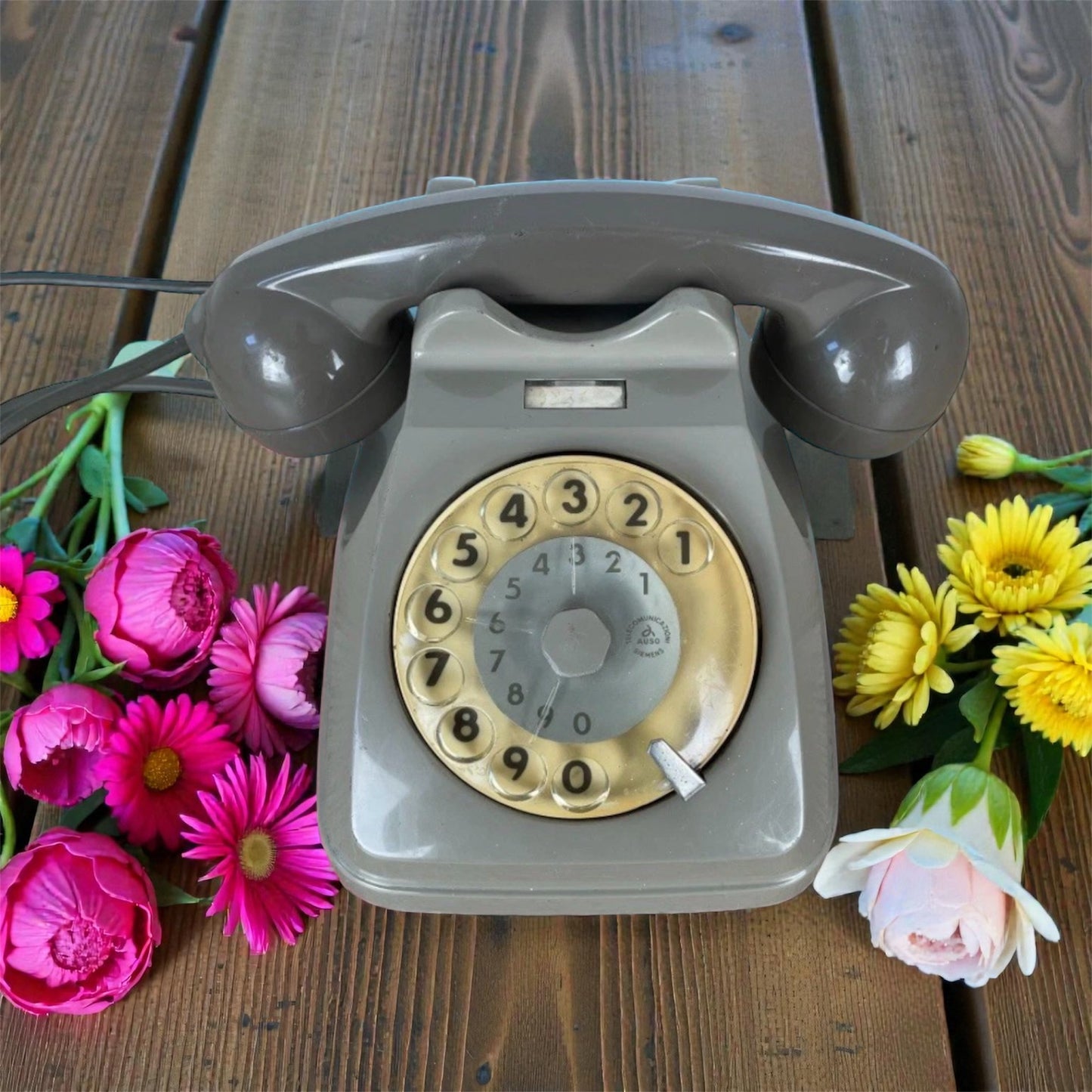 Telefono A Disco A Rotella Siemens Auso Telecomunicazioni S62 Bigrigio Vintage