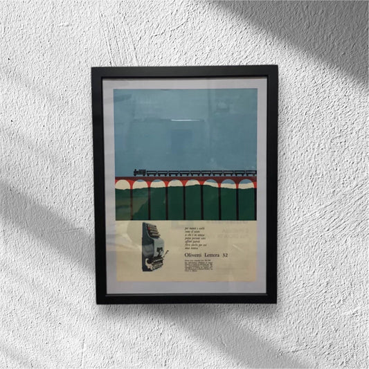 Quadro Pubblicità Originale Olivetti Lettera 32 Da Rivista Tempo 1964 Epoca