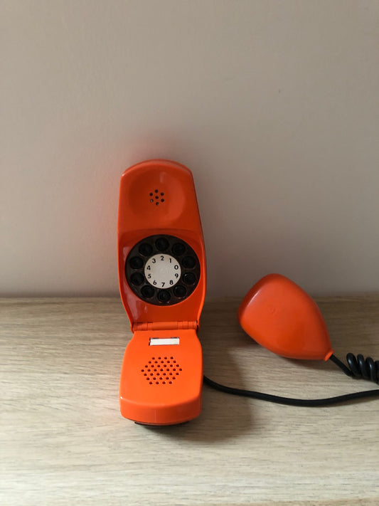 Telefono Grillo Vintage Epoca Anni 60 Design Zanuso Sapper Arancione Siemens Auso