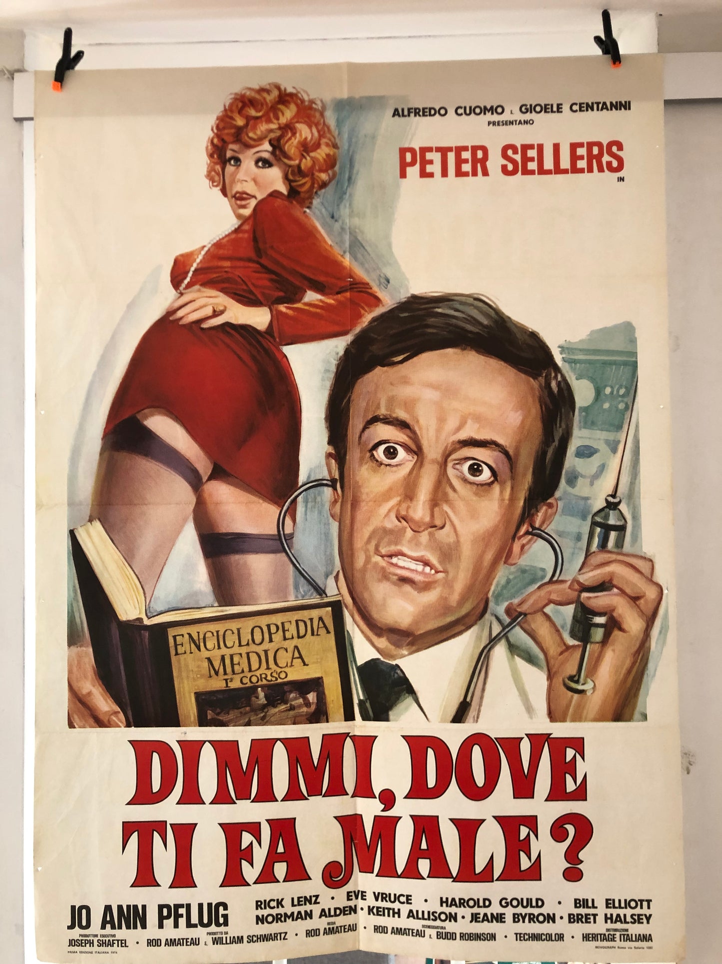 Manifesto Da Cinema Originale del Film "Dimmi, Dove Ti Fa Male?", Anno 1974, con Peter Sellers, misure 140x100