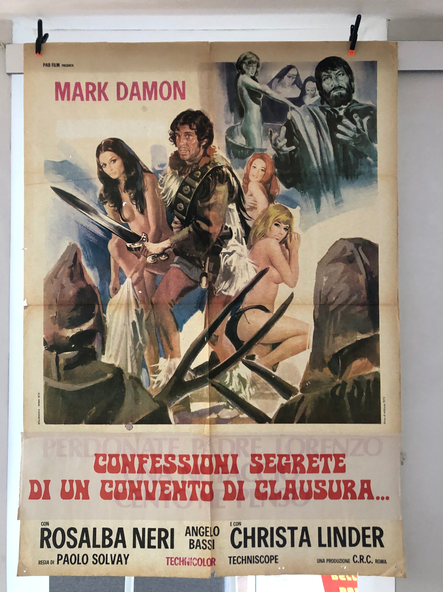 Manifesto Da Cinema Originale "Confessioni Segrete Di Un Convento Di Clausura", Anno 1973, misure 140x100