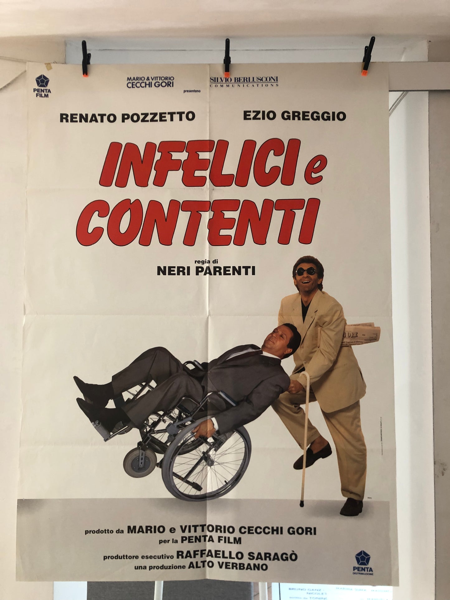 Manifesto Da Cinema Originale Film "Infelici E Contenti", Anno 1992, Locandina misure 140x100