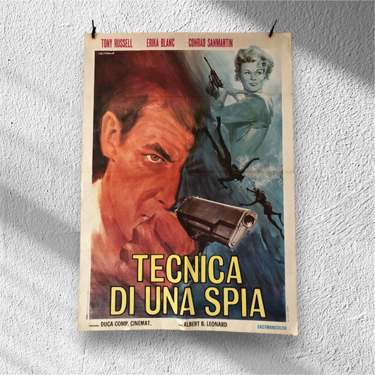 Manifesto Da Cinema Originale “Tecnica Di Una Spia” Anno 1966 Locandina cinematografica originale misure 140x100