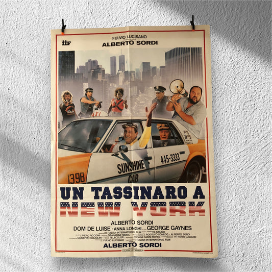 Manifesto Cinema Originale "Un Tassinaro A New York" Anno 1987 con Alberto Sordi misure 140x100
