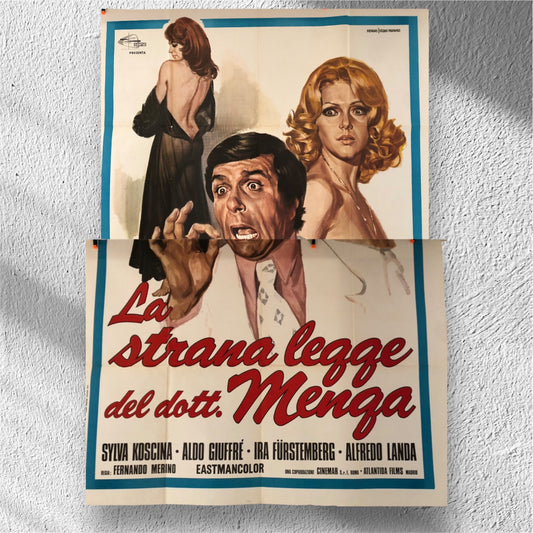 Manifesti Da Cinema Originali del Film "La Strana Legge Del Dott. Menga", Anno 1972, misura totale280x200 cm
