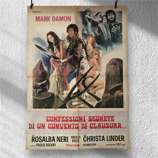 Manifesto Da Cinema Originale "Confessioni Segrete Di Un Convento Di Clausura", Anno 1973, misure 140x100