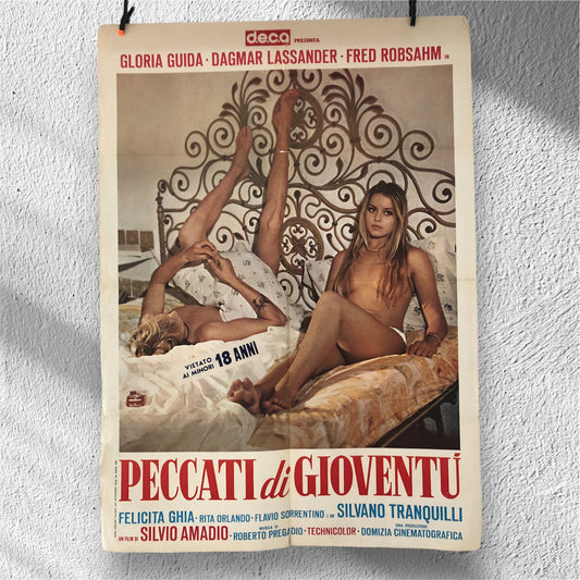 Manifesto Da Cinema Originale "Peccati Di Gioventù", Anno 1975, VM18, Locandina misure 140x100