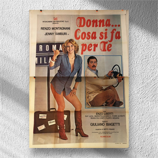 Manifesti Cinema Originali Film "Donna...Cosa Si Fa Per Te", Anno 1976, misure 280x200 cm