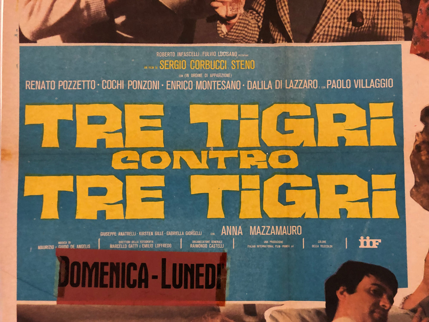Manifesto Cinema Originale "Tre Tigri Contro Tre Tigri" Locandina, misure 140x100, Anno 1977