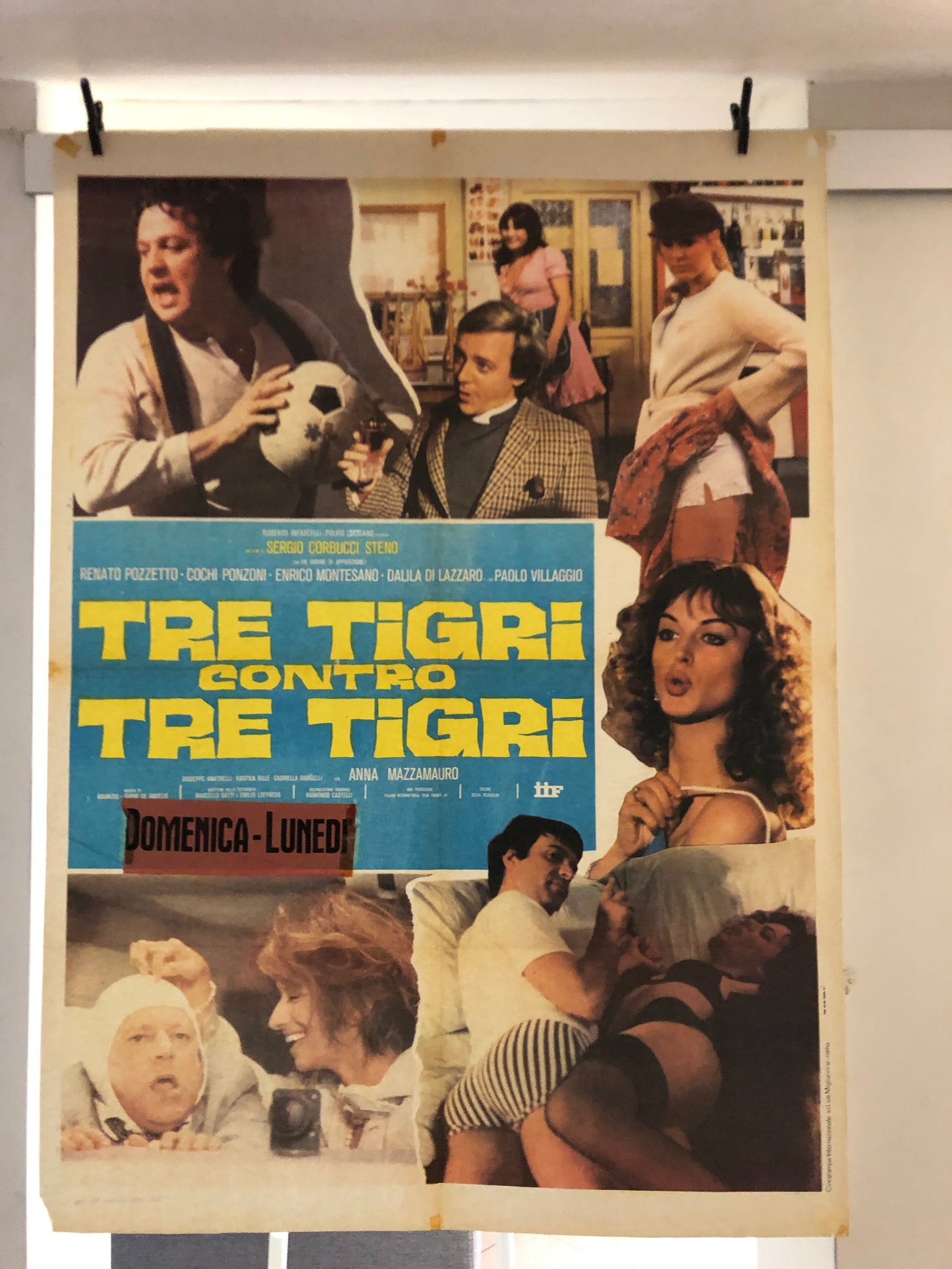Manifesto Cinema Originale "Tre Tigri Contro Tre Tigri" Locandina, misure 140x100, Anno 1977